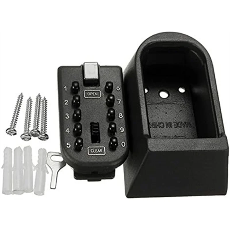 ELECT-Indoor Outdoor Key Lock Box Push Button Combination Wall Mounted Key Safe Storage Security Lock Box