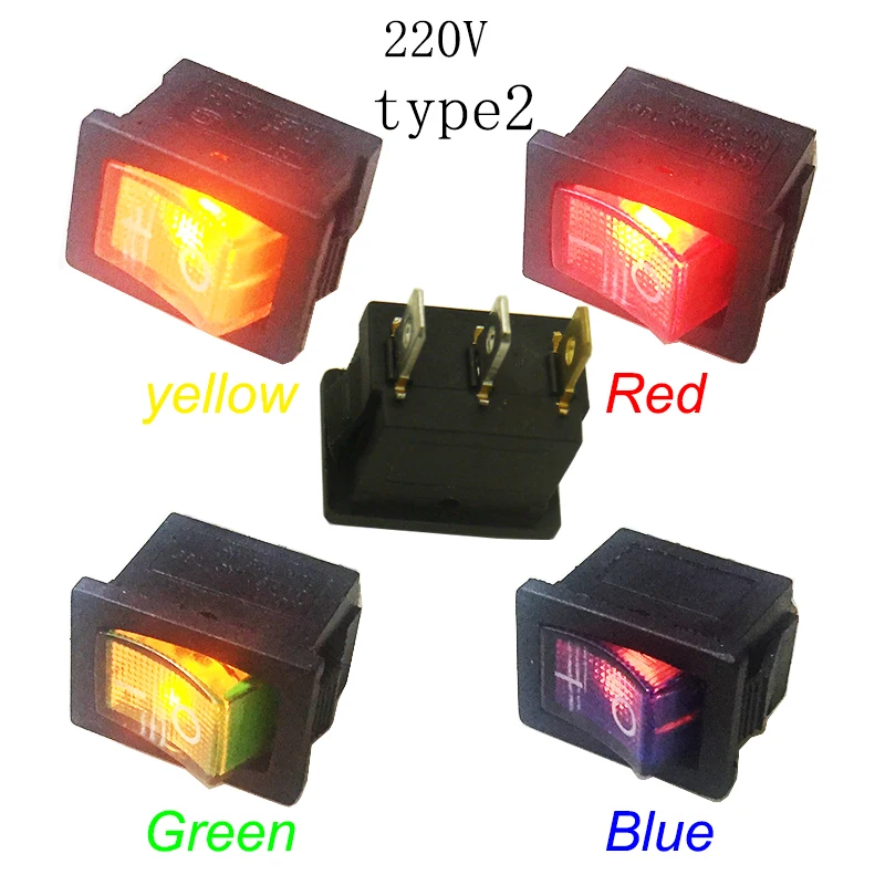 4Pcs 21x15mm 3Pin Mini Rocker Switch Panel Hole 19x13mm With Led 12V 220V illuminated IP65 Toggle Switch O - Power Seesaw Switch