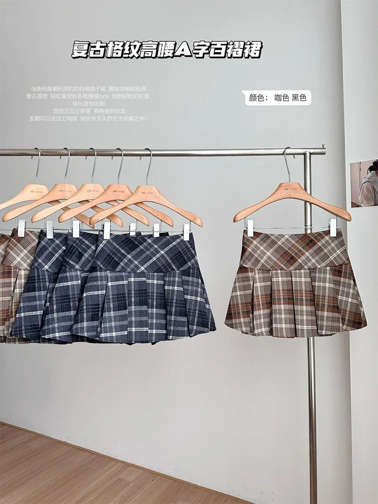 

Women School Girl High Waist Preppy Mini A-line Plaid Pleated Skirt 2000s Aesthetic Coquette JK Gyaru Y2k Streetwear Korean Kpop