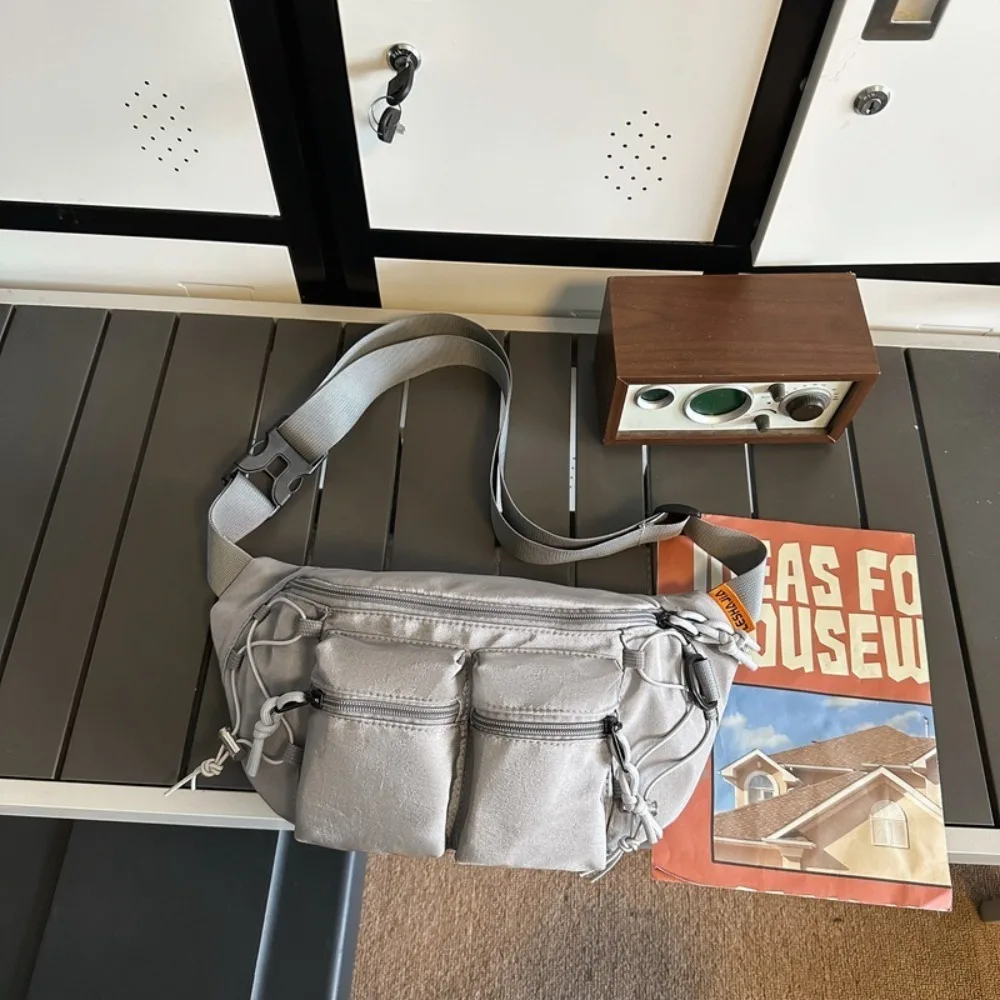 Casual Nylon Men Waist Bag Y2k Large Capacity Multi-pocket Chest Bag Crossbody Bag Japanese Style Sports Fanny Pack Travel