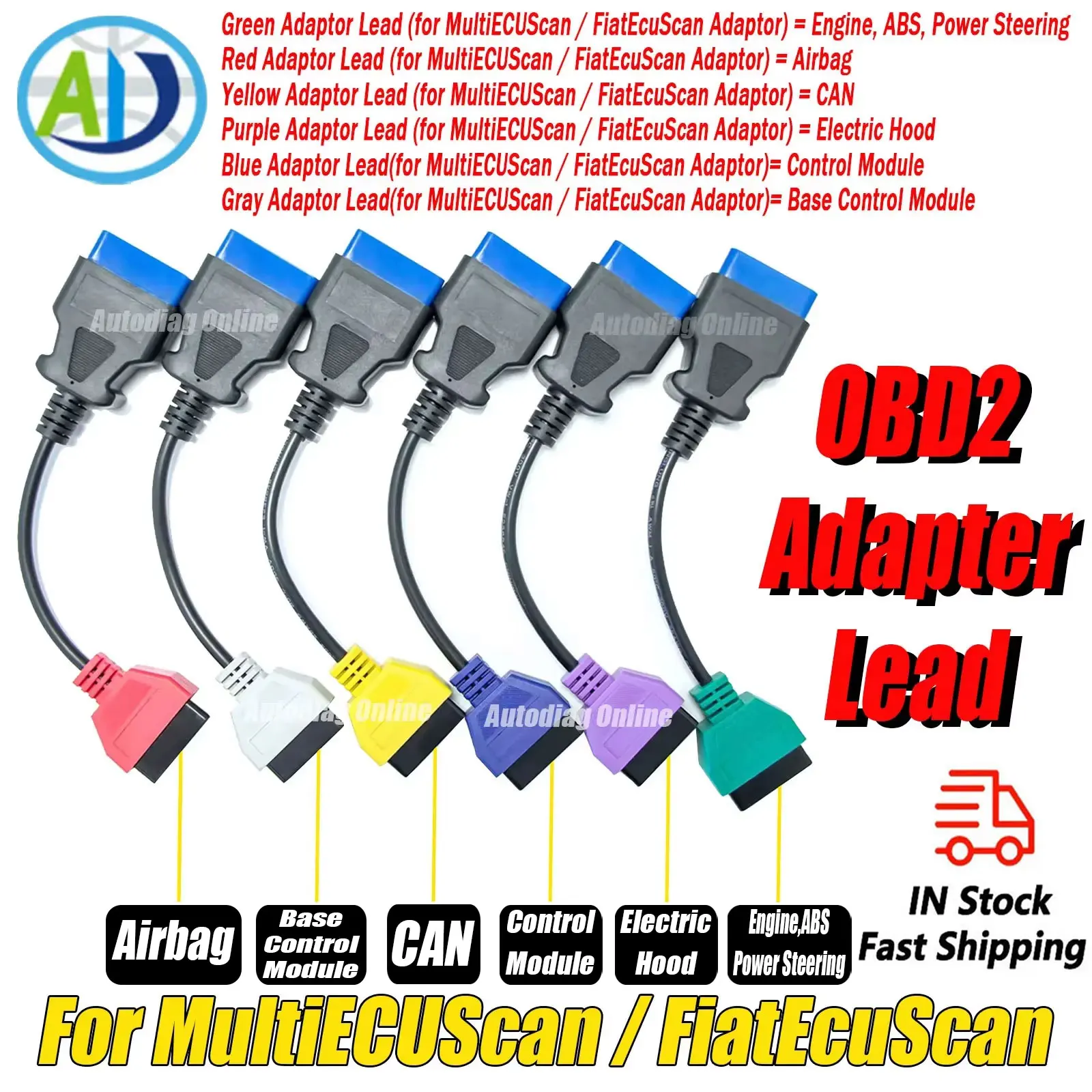 

For FiatECUScan/Multiecuscan OBD2 Diagnostic Cable for Fiat/Alfa Romeo/Lancia OBDII Car Diagnostic Adapter Cable CAN/Airbag/ABS