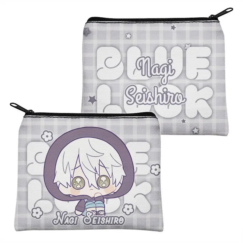 Kawaii Blue Lock Peripherals Canvas Zero Purse Nagi Seishiro Chigiri Hyoma Cartoon Print Children's Storage Bag Earphone Bag