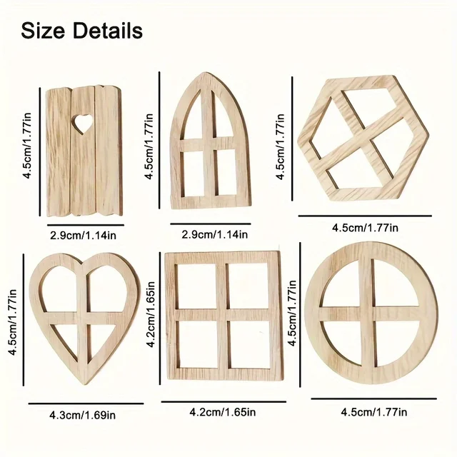 25/50pcs Wooden Fairy Windows Mini Window Decorations DIY Craft Supplies Embellishments for Fairy Garden House Scrapbooking 4