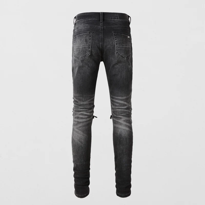 Y2KStreet Fashion New Jeans Washed Nostalgic Perforated Patch High Street Fashion New Black Jeans Designer Hip Hop Brand Pants