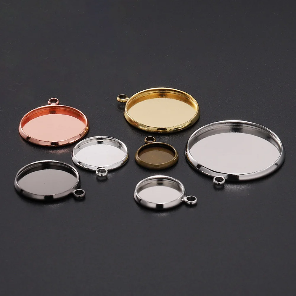 20Pcs Jewel Basin Pendant Welding Single Circle Tray Hanging Plating Single Hanging Time Gemstone Base DIY Jewelry Accessories