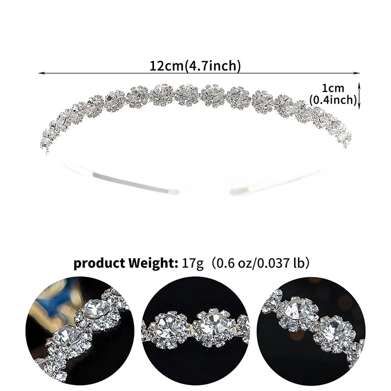 Einfache Kristall Damen Haarbänder Mode Legierung Mori Prinzessin Stirnband Kopfschmuck Party Urlaub Schmuck Haarschmuck Tiara – Detail 2
