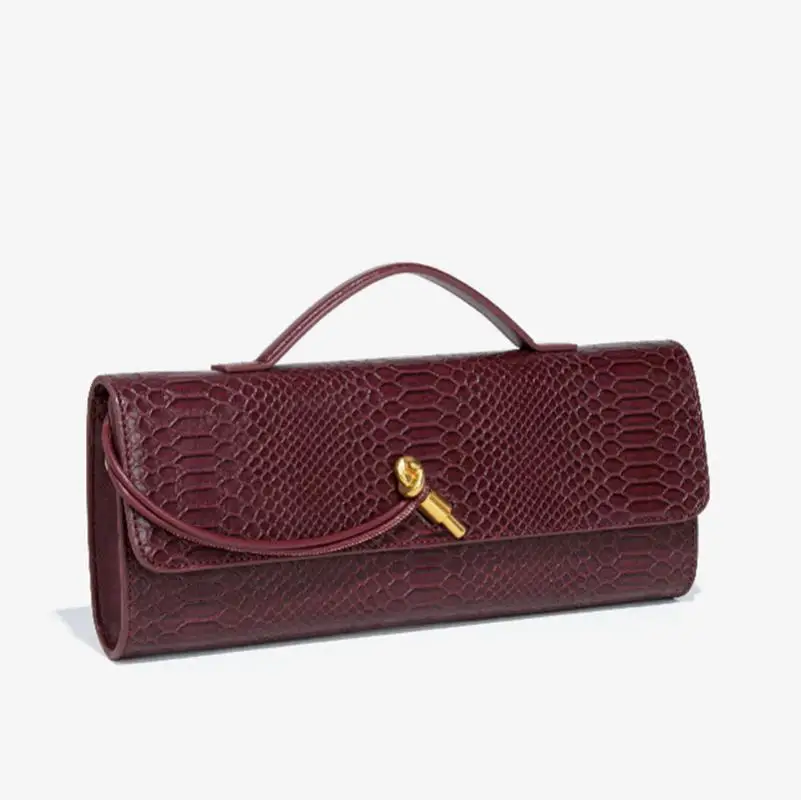 

Luxury Design Baguette Bags For Women Top-handle Bag Crocodile-Pattern Fashionable Female Shoulder Bag Evening Handbag