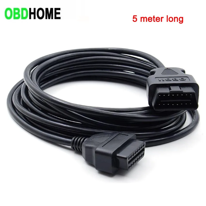 5 Meter Length Car OBD Extension Cord Male Convert to Female 16 Core 5M OBD2 16pin Connector Diagnosis Power Connection Cable