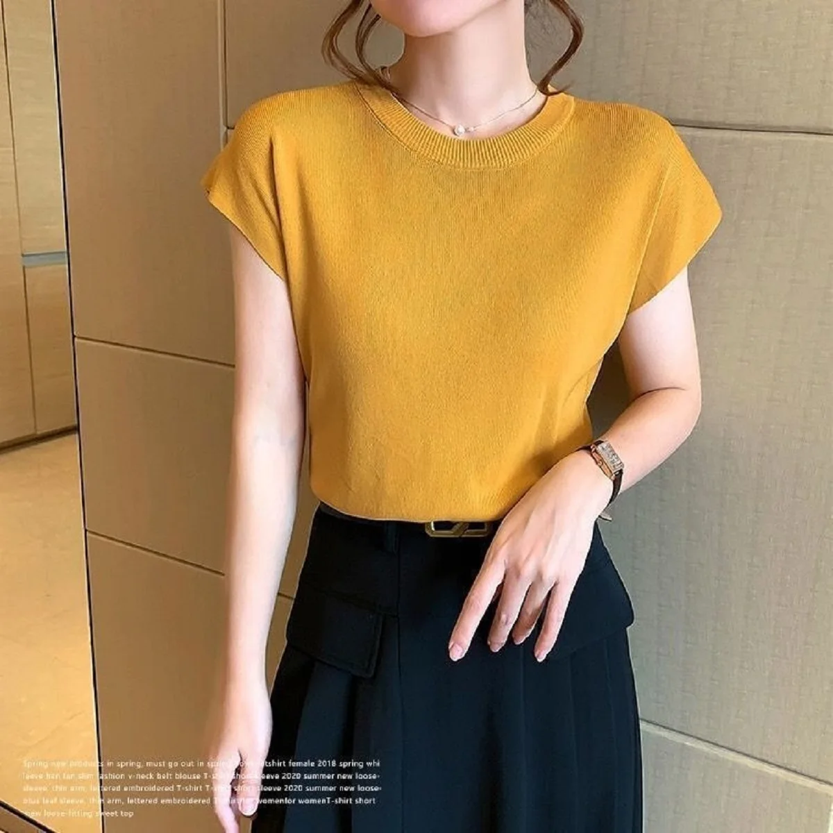 Frauen Sommer Pullover Koreanische Mode Stil Gestrickte T-stück Casual O Hals Einfarbig Neue in Dünne Weibliche Pullover Top Kleidung