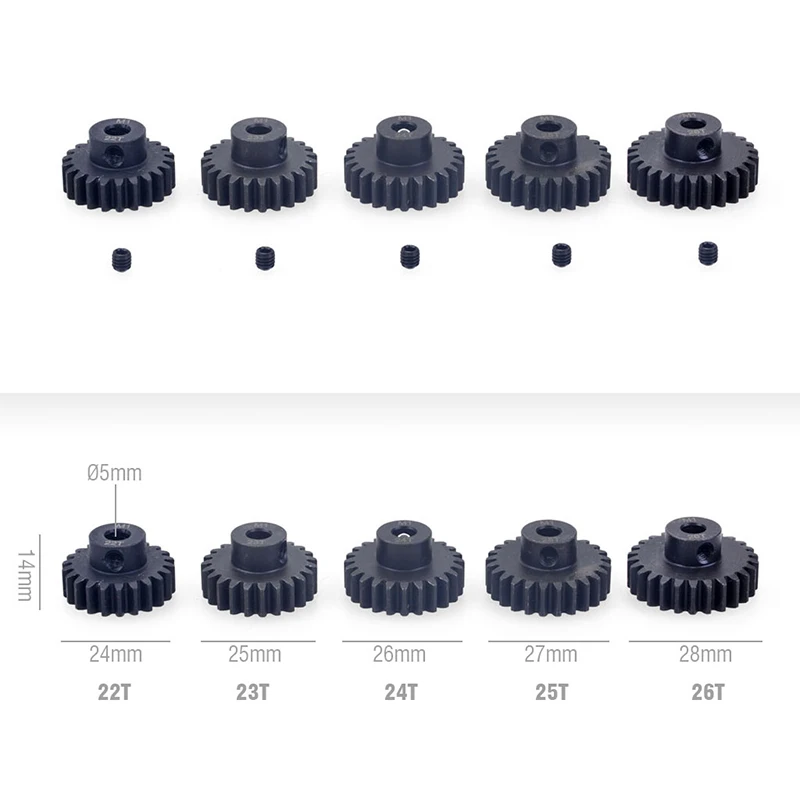 M1 5 مللي متر 11T 12T 14T 15T 17T 18T 20T 21t 22T 24T 25T 26T 28T 30T أسود الصلب المعادن ترس المحرك ل 1/10 RC نموذج سيارة المحرك #3