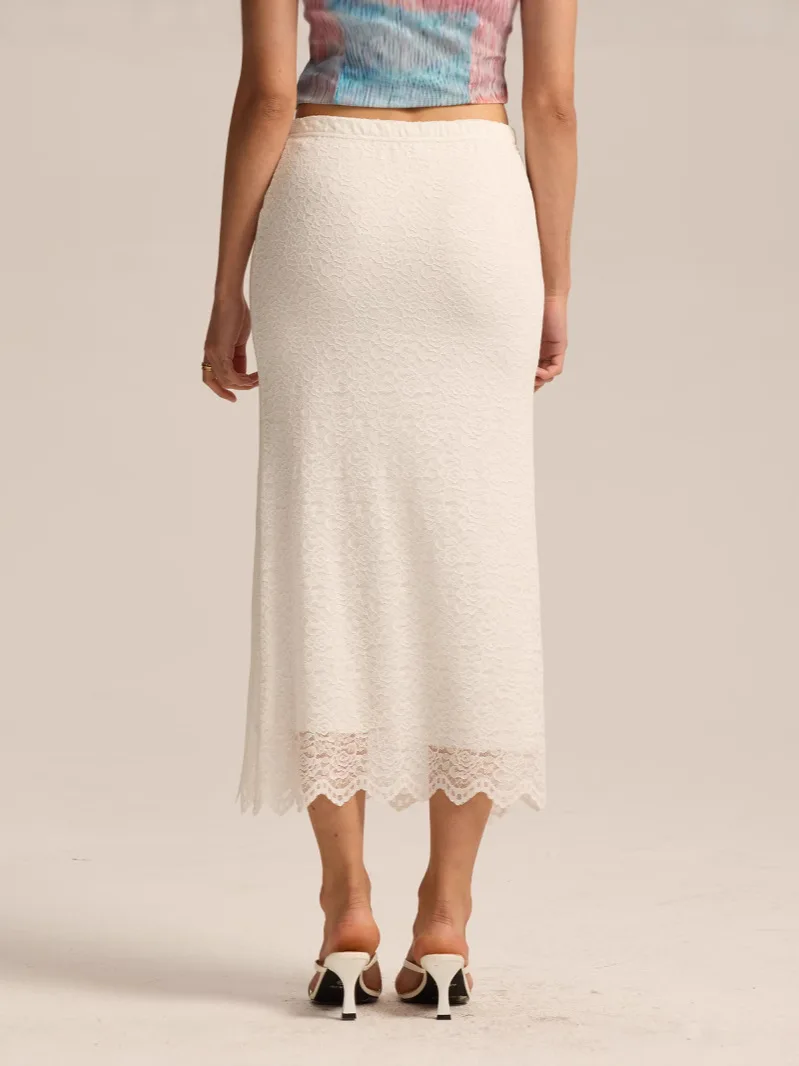 أنيقة المرأة الدانتيل ميدي تنورة أزياء جديدة عالية الخصر تنّورة مجسّمة أنيقة مثير التخسيس Bodycon تنورة طويلة مريحة