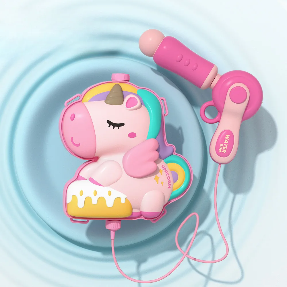 กระเป๋าเป้สะพายหลังการ์ตูน Water Blaster สําหรับเด็กสายรัดดึงสเปรย์ของเล่นกลางแจ้งฤดูร้อนน้ําสนุกชายหญิง Splash Shooter