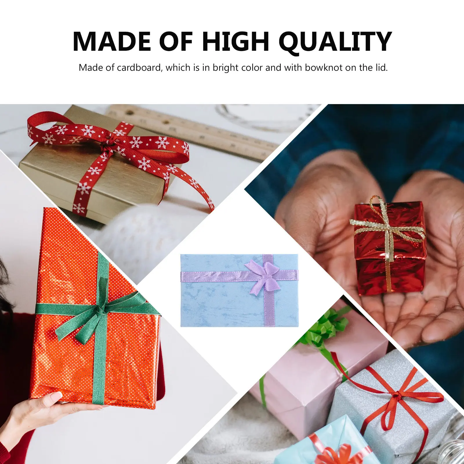 

Набор из 6 подарочных коробок для украшений, яркие цвета, картонная упаковка с бантом на крышке, идеально подходит для подарков на день рождения, свадьбу, годовщину, небольшие подарки