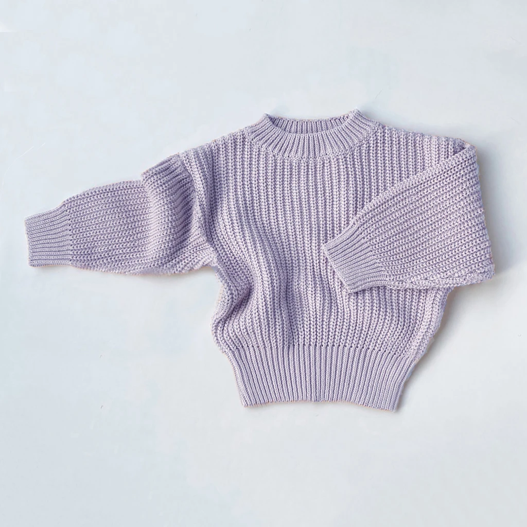 Autumn Spring Baby Solid Color O-Neck Sweater Infant Girl Boy Loose Long Sleeve Knitted Pullover Top Baby Outwear Clothes