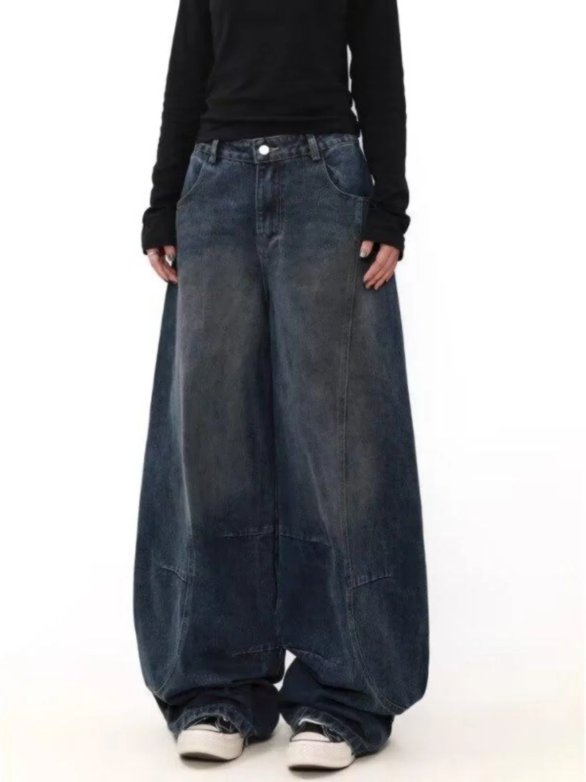 

American High Street Waed Knife Jeans Men's Street Sle Loose Wide Leg Pants Banana Trousers Casual Wear
