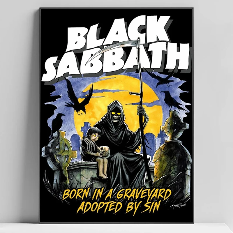 

Rock Band B-BLACK S-SABBATH Poster Office Decoration Home Decor Art Painting on Canvas Posters for Wall Decororation Print Decor