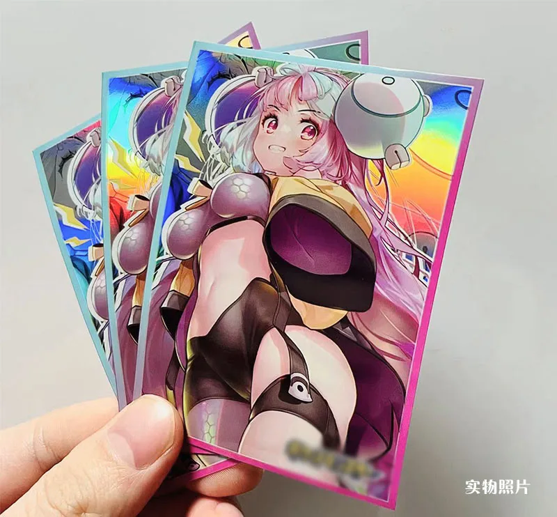 高品質のカードスリーブ,60個,漫画の風景,人形,レーザーフラッシュ,ゲーム,保護ケース