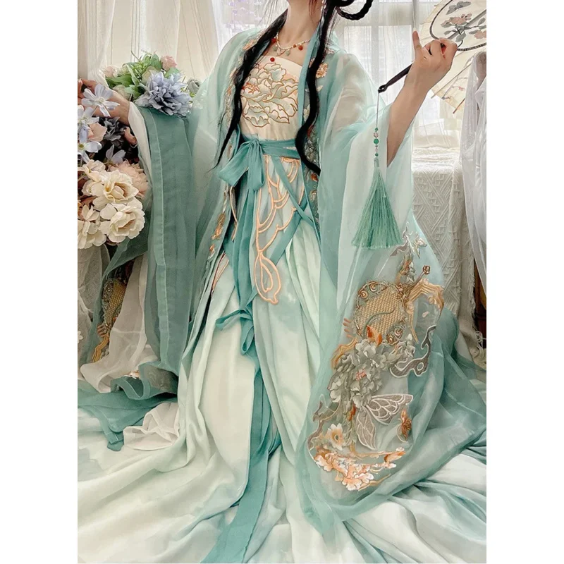 

Hanfu Dress Women Ancient Chinese Embroidery Hanfu Set Female Cosplay Costume Party Outfit Summer Green Hanfu Dress For Women