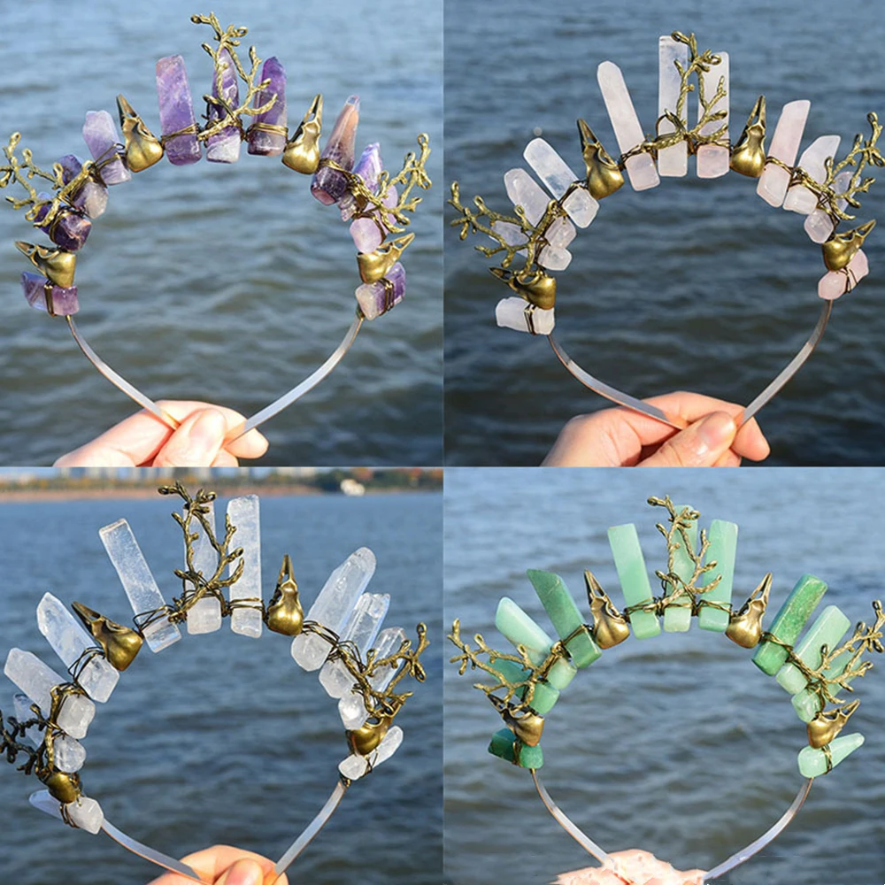 Elegant Handmade Crystal Tiara Crown for Women Sparkling Rhinestone Wedding Hair Accessories Bohemian Witch Headpiece Party Gift