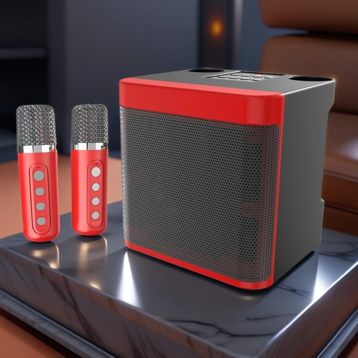 آلة الكاريوكي، مكبر صوت بلوتوث محمول، مكبر صوت PA مع 2 ميكروفونات كاريوكي لاسلكية، يدعم TF/USB/AUX للحفلات المنزلية #1