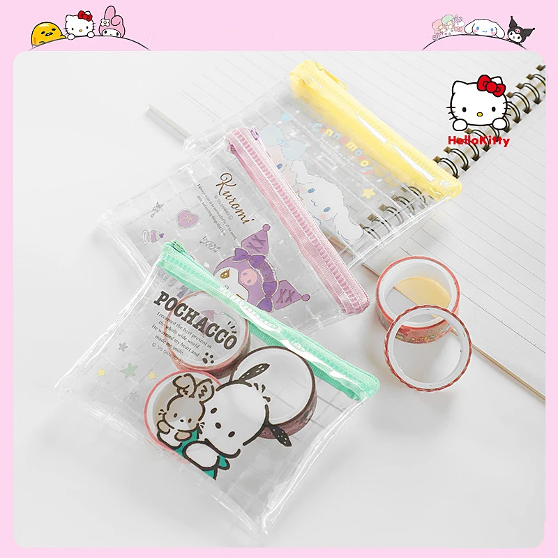 

Sanrios Short Wallet Anime Kuromi Pochacco Cinnamoroll Zipper Pu Coin Purse Cute Multi-function Card Holders Pencil Case Gifts
