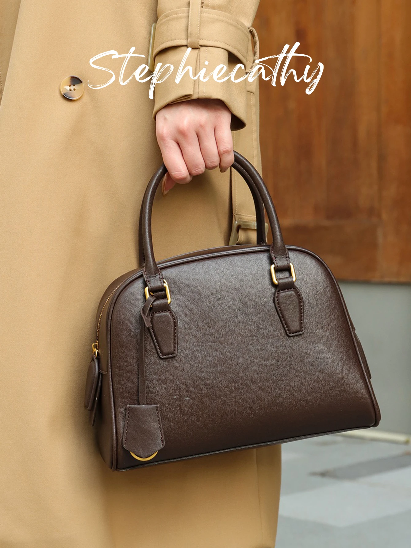 

SC Brand Classical Real Leather Top-handle Bag Women's Elegant Shell Handbag Cross body Shoulder Purse Daily Commute Casual Date