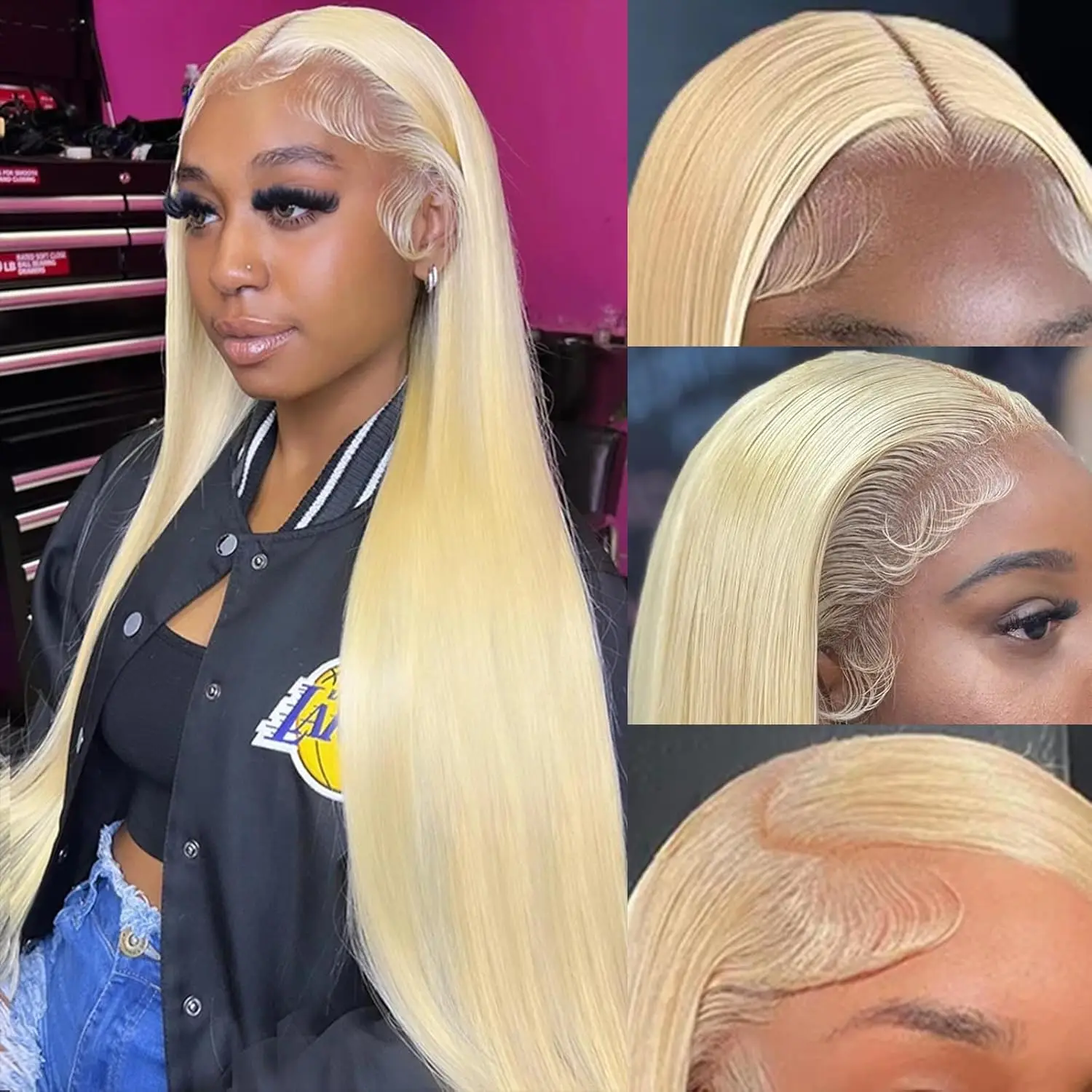 Straight 613 Lace Front Wig Human Hair Blonde 13x6 HD Transparent Lace Front Wigs Pre Plucked 13x4 Straight Lace Frontal Wig