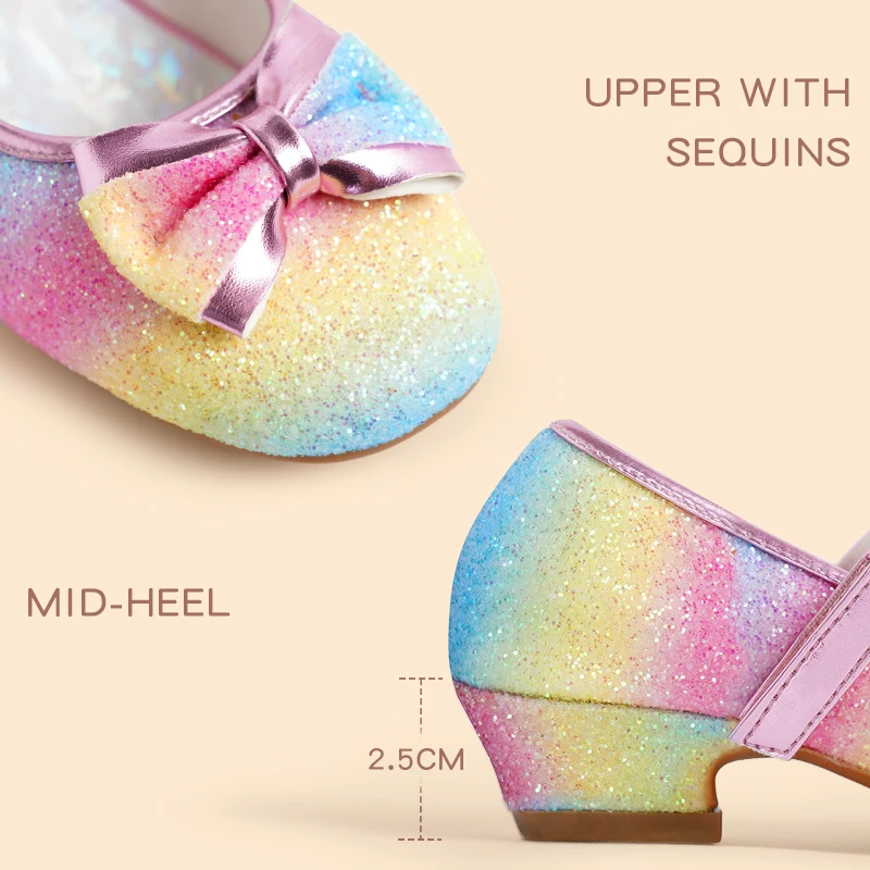 Girls Princess Butterfly Latin Shoes Kids Diamond Bowknot High Heel Children Dance Glitter Shoes Party Dance Shoe