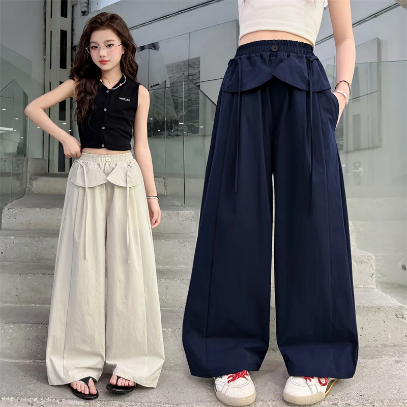 

Teenage Girls Wide Leg Pants Summer Quick-Dry Ice-Silk Kids Cool Streetwear Casual Sports Cool Pants for Kids 5 7 9 11 13 14Yrs
