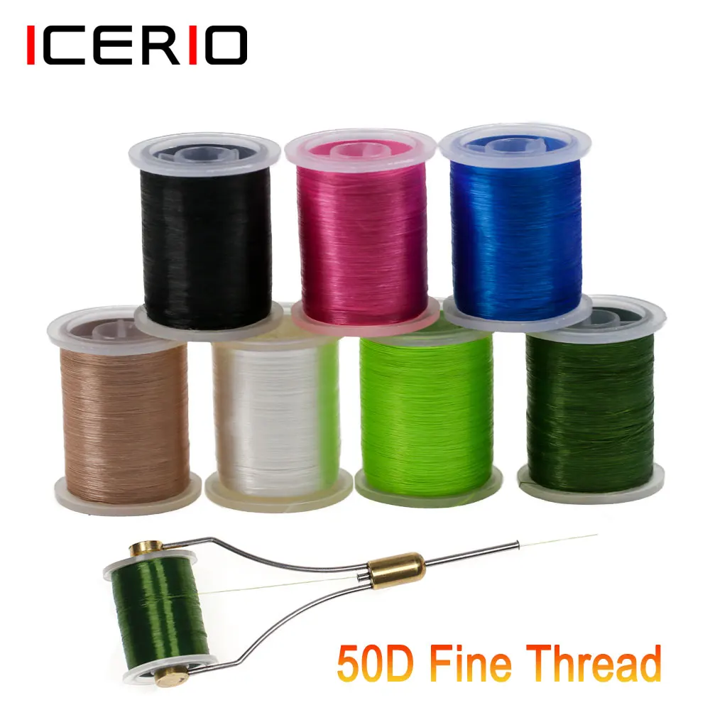 ICERIO 220Yards High Tensile 50D Fine Fly Tying Thread Lightly Waxed Smooth Strong Floss Material For Tying Nymph Dry Wet Flies