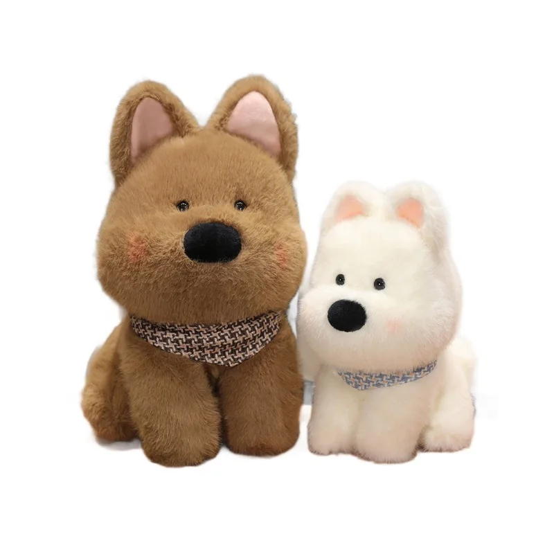 

25Cm West Highlands Dog Sleeping Pillow Bib Cute Plush Toy Home Accompaniment Doll Birthday Warm Gift Scene for Boys and Girls