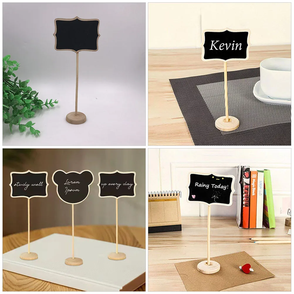 

10pcs Mini Chalkboard Signs Wood Standing Message Tabletop Small Erasable Memo Board Sign Price Buffet Home Office