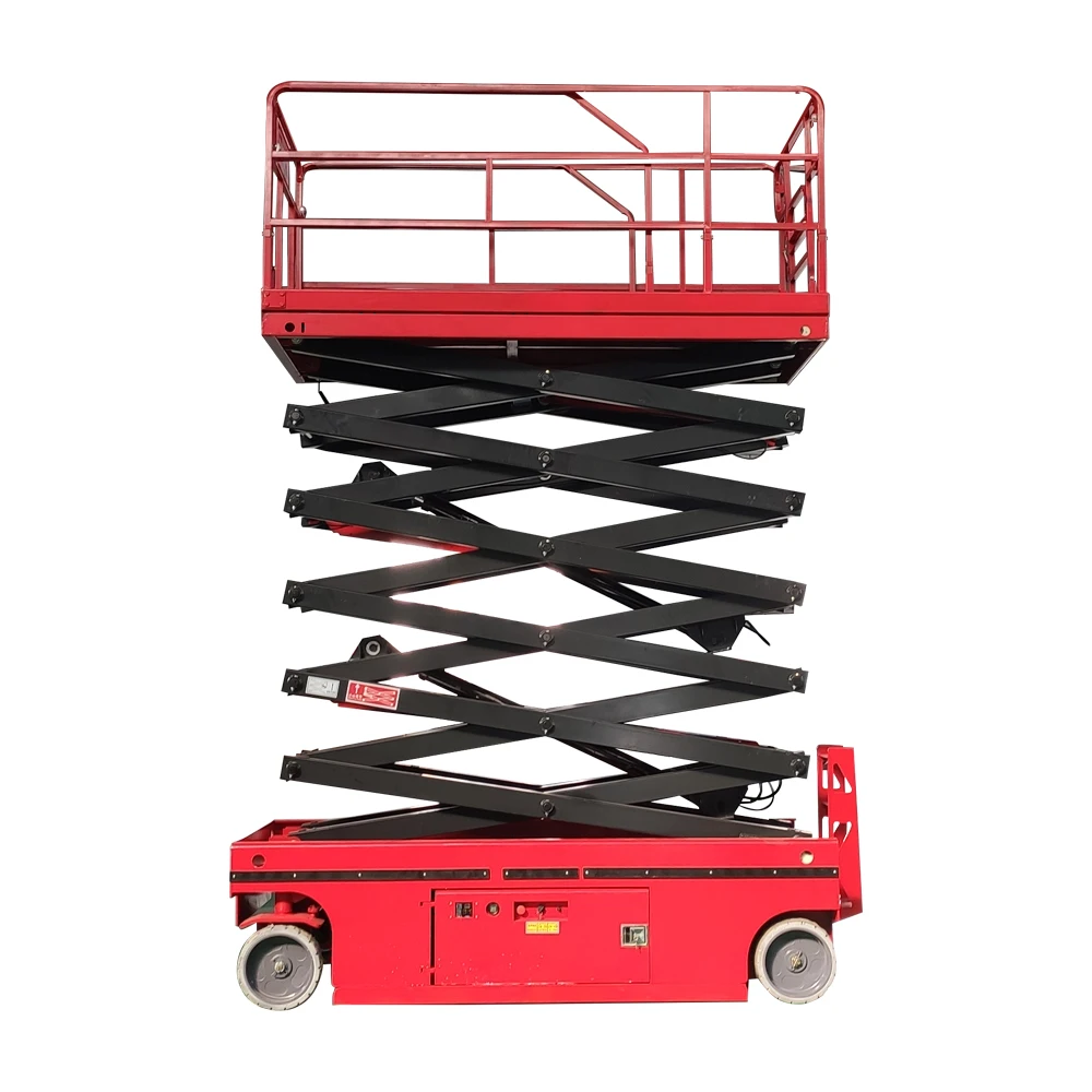 

Hydraulic Lifting Table Adjustable Height with Safety Guardrail and Mobile Casters