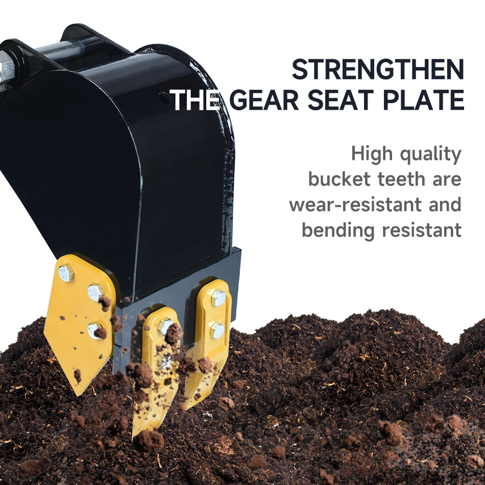 Mini Excavator Bucket 200mm Baja Kekuatan Tinggi, Aksesoris Backhoe untuk Excavator 1-3 Ton, untuk Penggalian Parit, Pemasangan Pipa, dan Lanskap