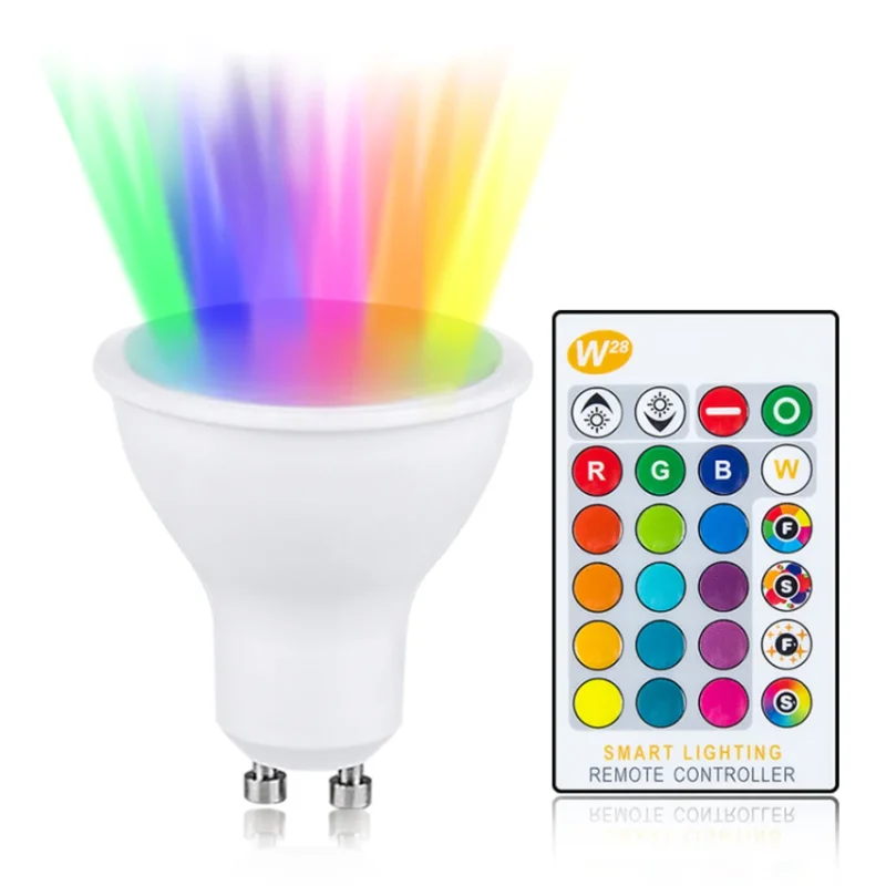 AC 85-265V 10W GU10 żarówka LED RGB 16 kolorów 24 klawisze pilot sypialnia oświetlenie otoczenia salon aranżacja światła