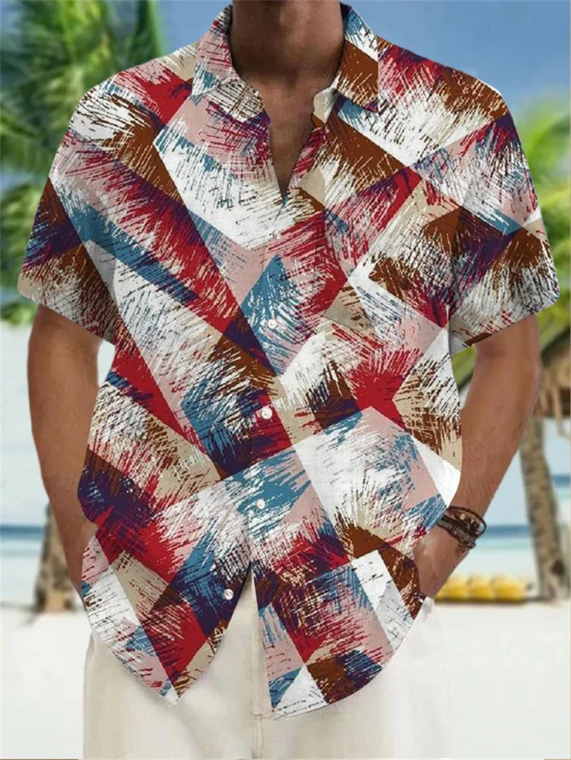 Men's casual shirt 2025 short sleeved Hawaiian men's top street outdoor soft, lightweight and comfortable oversized