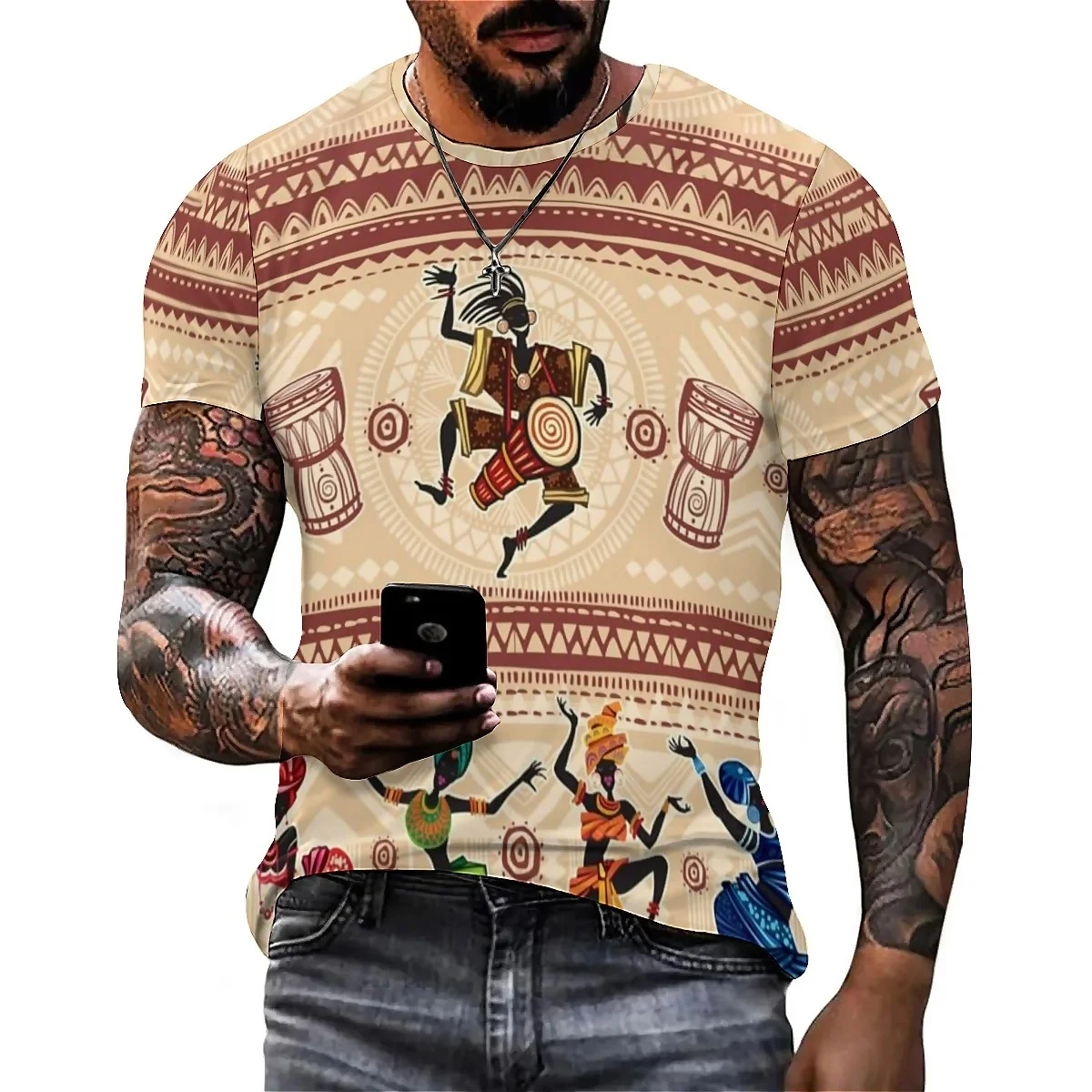 

Cool & Lightweight Gothic-Style Men's 3D Printed Short-Sleeve T-Shirt - Loose-Fit Printed Top