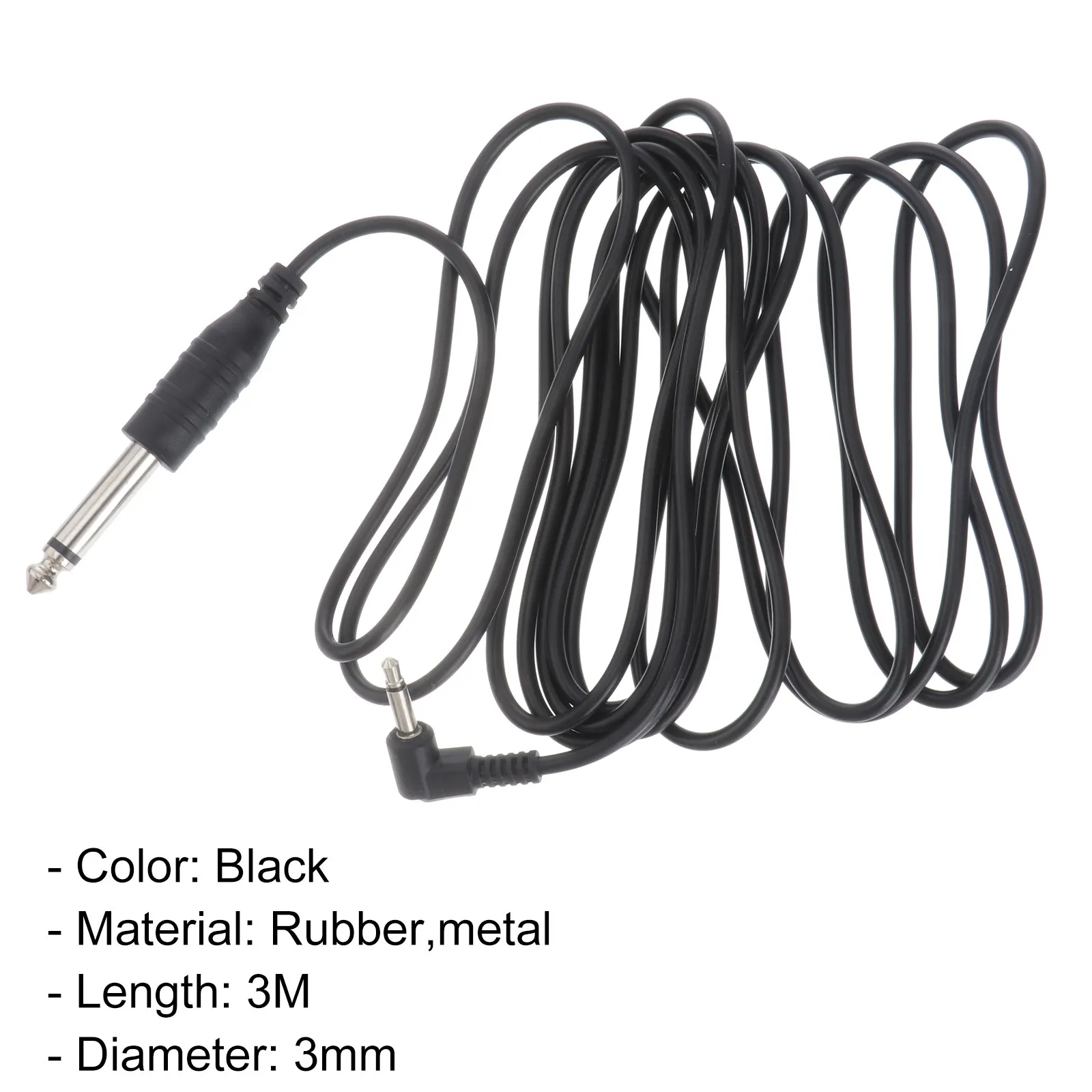 3 Meter .5mm to 6.35mm Male Audio Cable Adapter for Microphone Amplifier Electric Guitar Bass Organ Corrosion Resistant