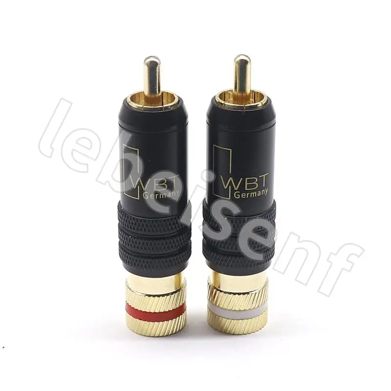 2pcs/1pairs WBT-0144 Hanging Thick Gold Black RCA Plug Black Lotus Plug/RCA Plug Assembly Type AV Audio and Video Plug