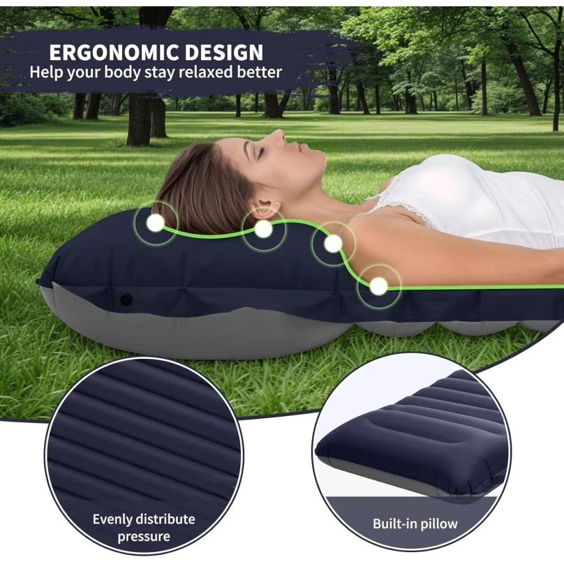 Extra Thick 4 Inch Camping Sleeping Pad Outdoor Camping Self-Inflating Mats Spliceable Hiking Fishing Sleeping Pad