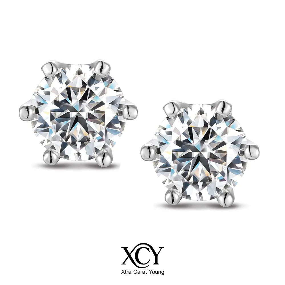 XCY 0.5/1/1.5ct Moissanite Stud Earrings for Women Man S925 Sterling Silver Hypoallergenic Daily Wear Sparkling Diamond Earrings