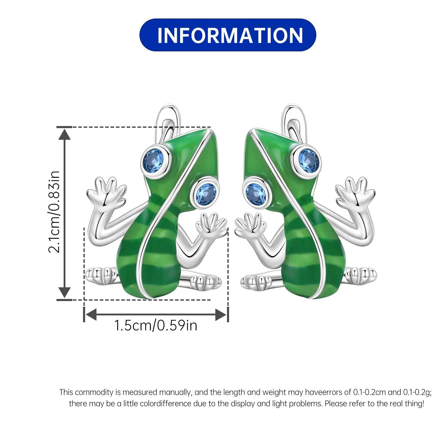القرط الأصلي S925 الفضة الأخضر الحيوان القرط الحرباء الأزرق عيون الزركون أقراط الذكرى غرامة هدية الإكسسوار #4