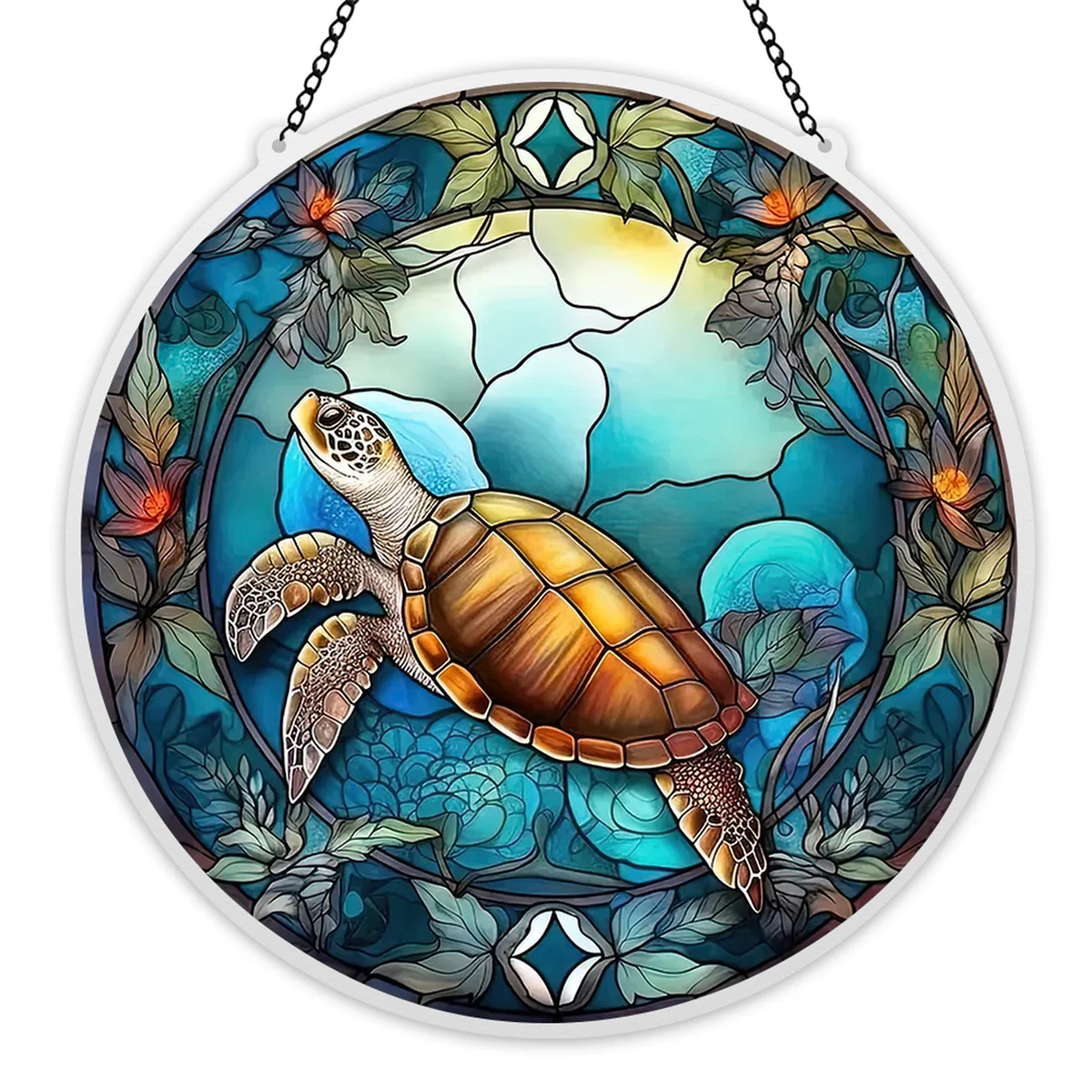 15*15cm Animal shaped round acrylic printed door window hanging decorative glass Chain pendant home decoration