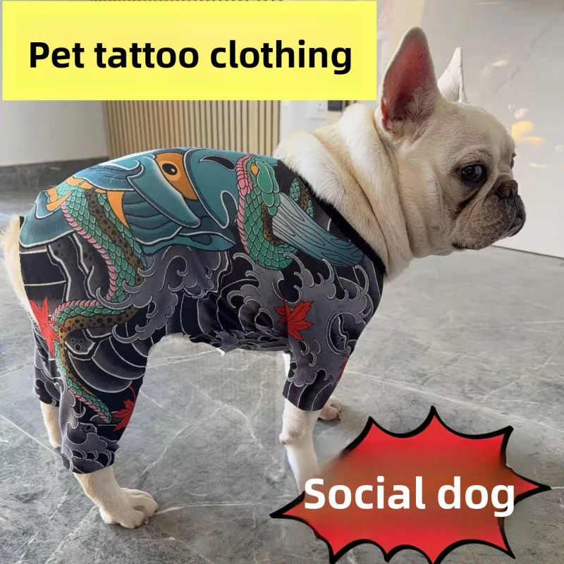 

2026 New Four-Leg Pet Clothing, Tattoo Design Dog Shirt for French Bulldog, Pug, Corgi All Seasons