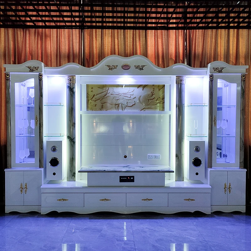 

Meuble De Salon TV Modern Luxury Classic Luxury White MDF TV Stand Furniture Modern Home Wooden Living Room Wall Unit TV Cabinet