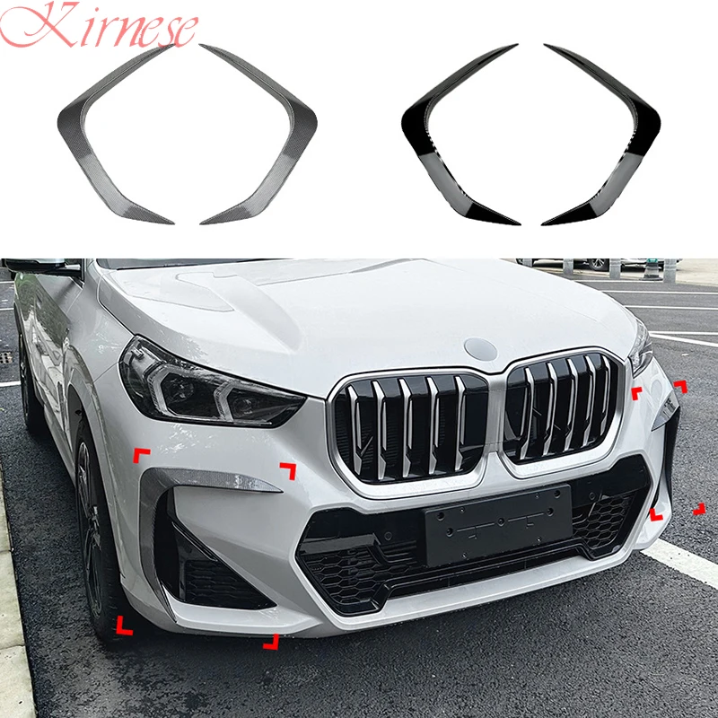 For BMW X1 U11 M Sport 2023+ Car Front Bumper Lip Splitter Side Air Vent Intake Fog Lamp Frame Wind Knife Spoiler Body Kits Trim