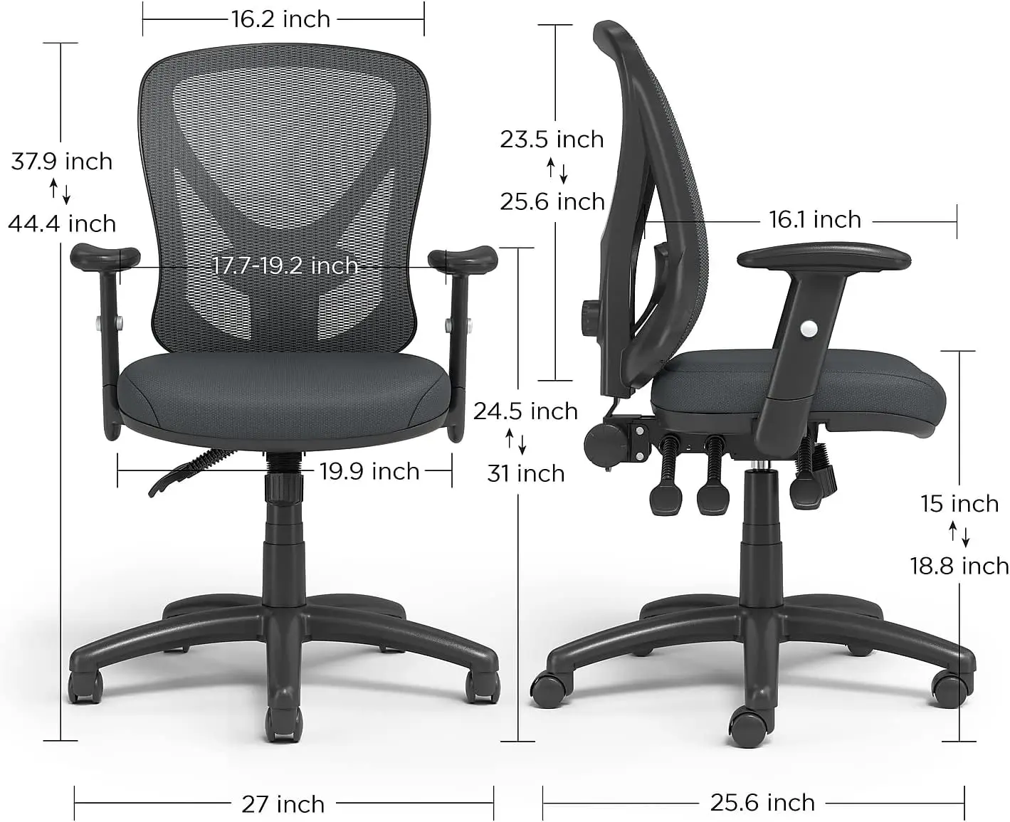 Supporto ergonomico per sedia da ufficio in rete regolabile nera e confortevole per spazi di lavoro moderni per ufficio