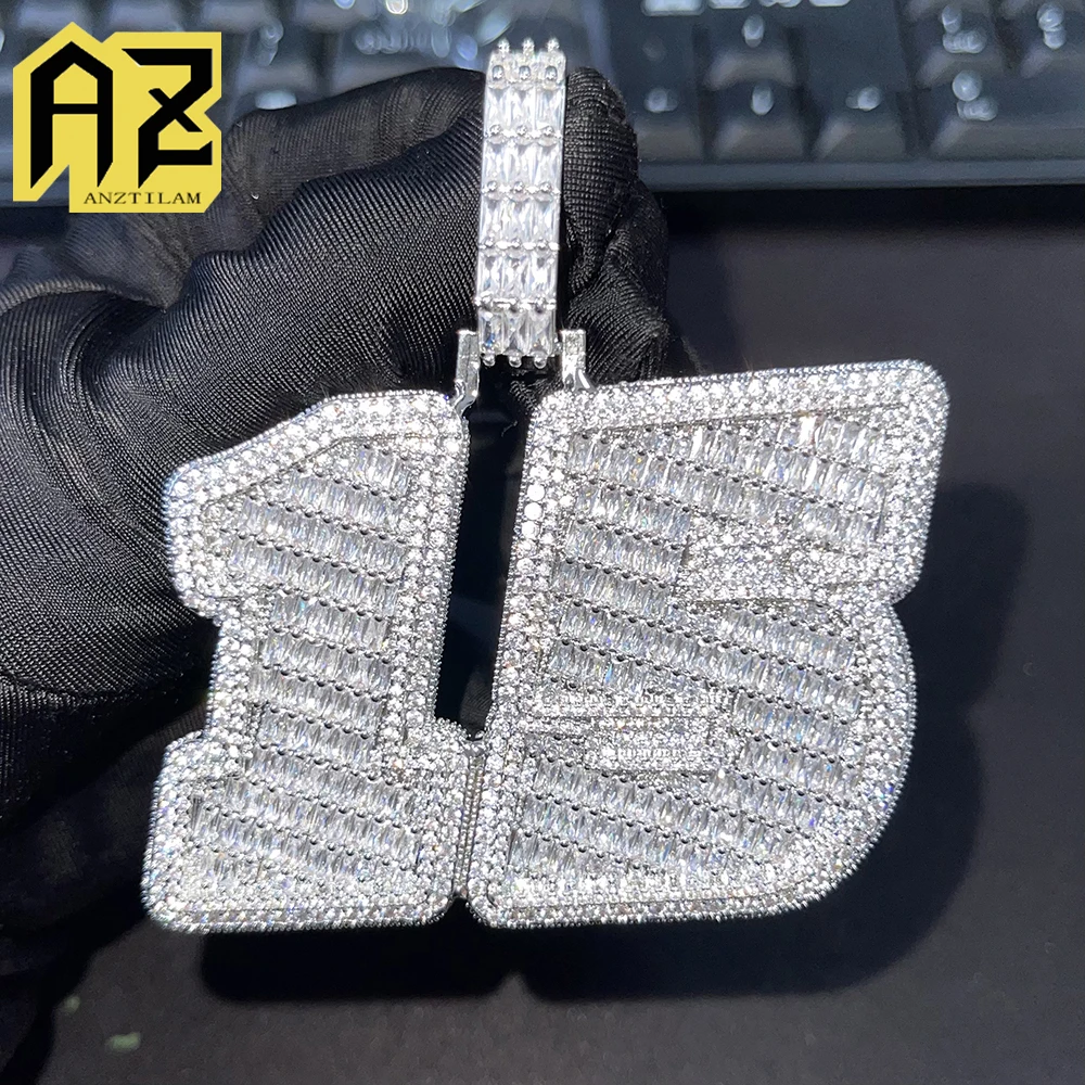 

Anztilam индивидуальный номер буквы имя Iced Out кулон ожерелья для мужчин циркон ожерелье хип-хоп ювелирные изделия медь Бесплатная доставка