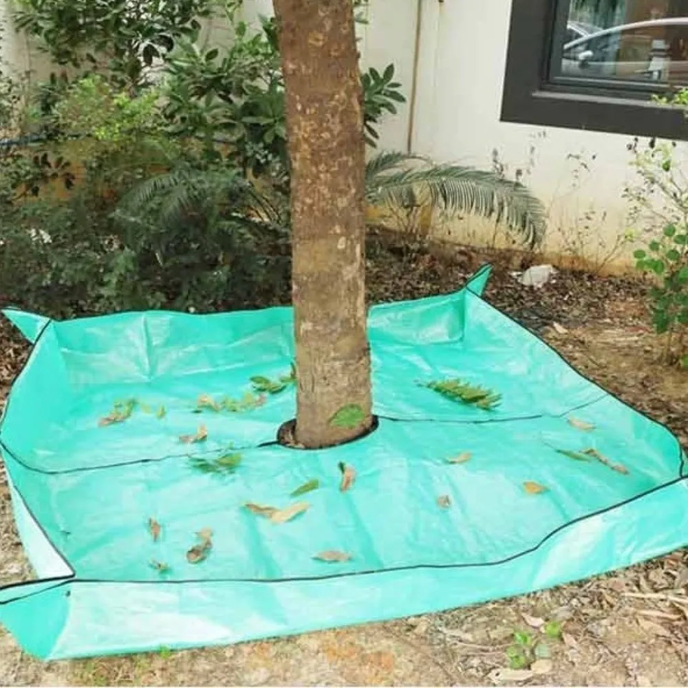 Waterproof Tree Trimming Drop Cloth Center Hole Corner Grommets Yard Tree Work Mat Tear Resistant PE Tree Pruning Sheet