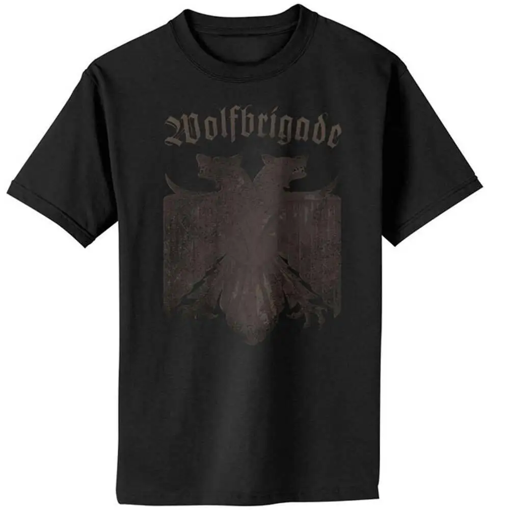 

Мужская приталенная черная футболка wolfбригады чёрного цвета